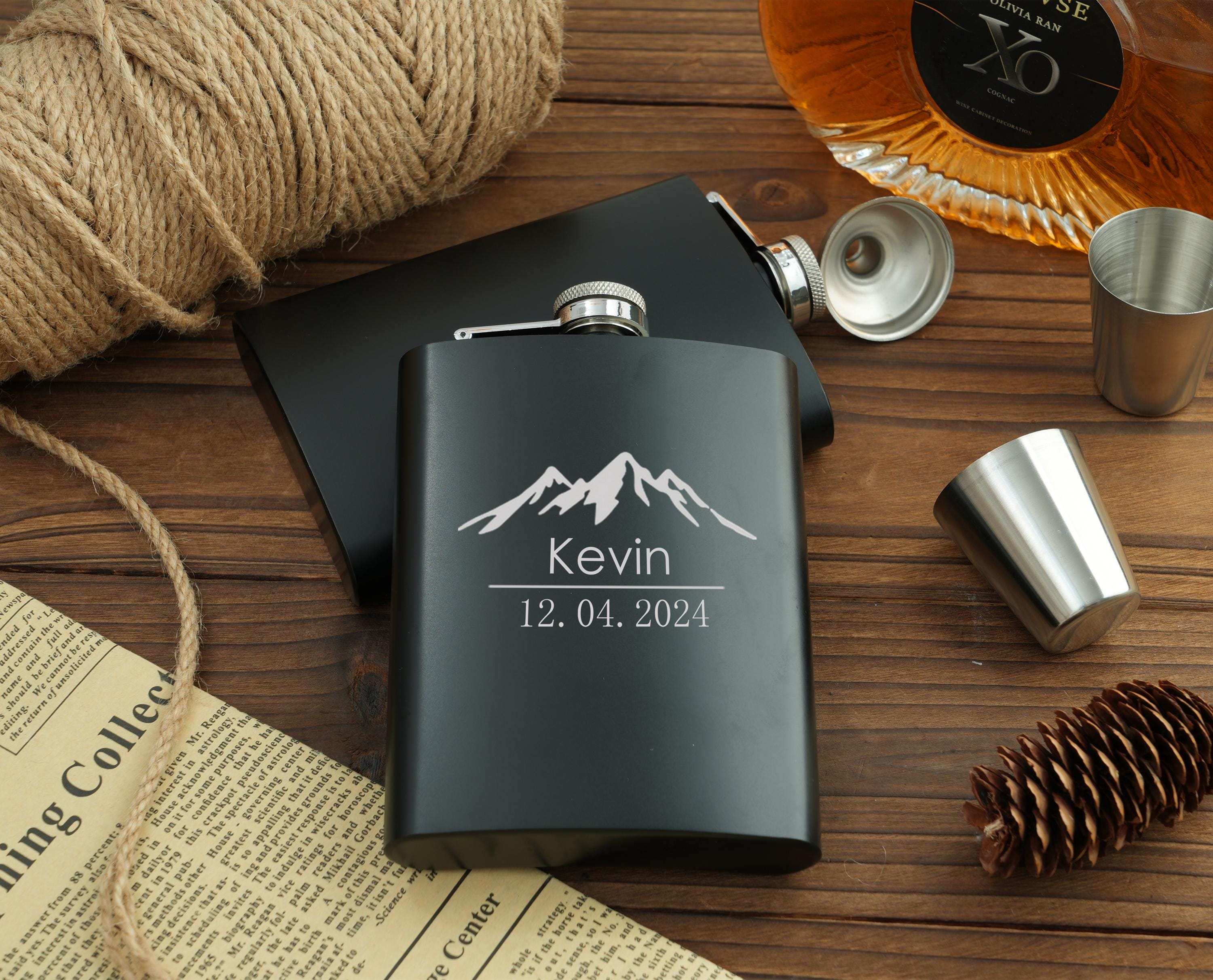 Engraved Black Flask With Name, Personalized Stainless Steel Flask,hip ...