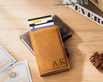 Engrave Leather Wallet for Men, Personalized Slim Wallet, Ideal Gift for Husband, Dad, Boyfriend, or Son | Birthday