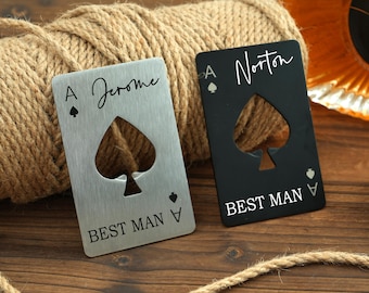 Personalized Ace of Spades Bottle Opener: Poker Gift, Groomsman Gift