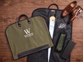 Groomsmen Gift Custom Name Suit Bag, Leather Handle Garment Bag, Gift for Groomsmen, Father of Groom, Canvas Suit Bag, Monogrammed Suit Bag