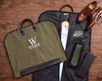 Bolsa de traje personalizada con nombre para padrinos de boda, bolsa de cuero con asa, regalo para padrinos de boda, padre del novio, bolsa de lona para traje, bolsa de traje con monograma