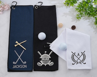 Custom Monogrammed Golf Towel,Personalized Golf Towel, Gift for Him,Gift for Father,Golf Towel Logo , Golf Gift , Embroidered Golf Towel
