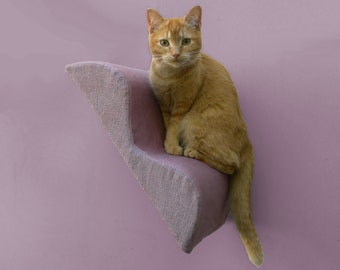 cat wall step memphis squiggle stairstep, zip-on washable slipcover, mauve textured cotton, brushed twill, midcentury modern cat perch