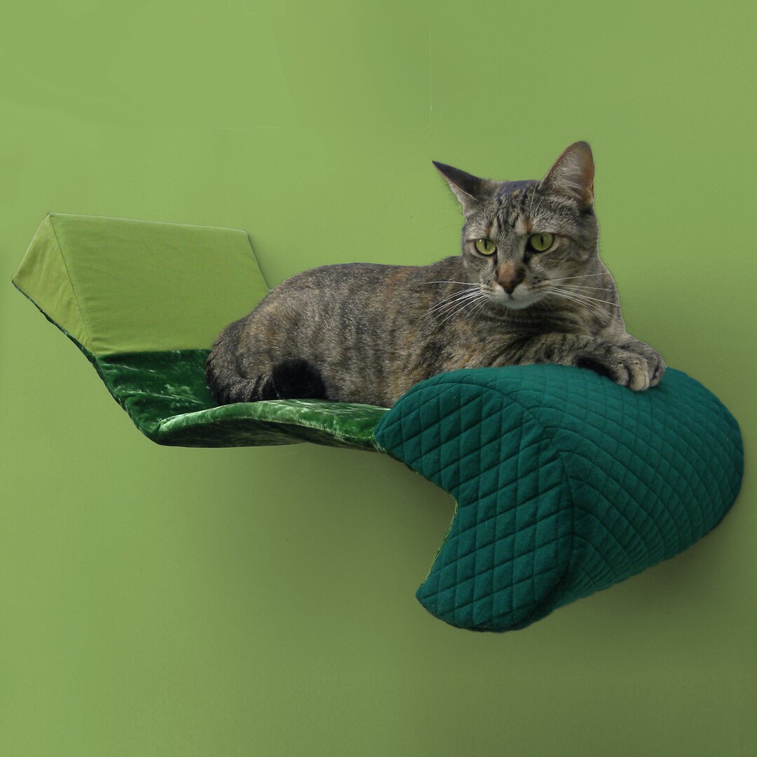 Cat Wall Bed Bauhaus Shelf, Zipon Washable Slipcover, Spring Green