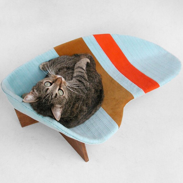 Pet Bed in Mint Orange Corduroy