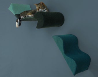 extra slipcovers, NO BED/STEP included, zip-on washable, for bauhaus bed and memphis squiggle stairstep, jade forest teal wool velvet twill