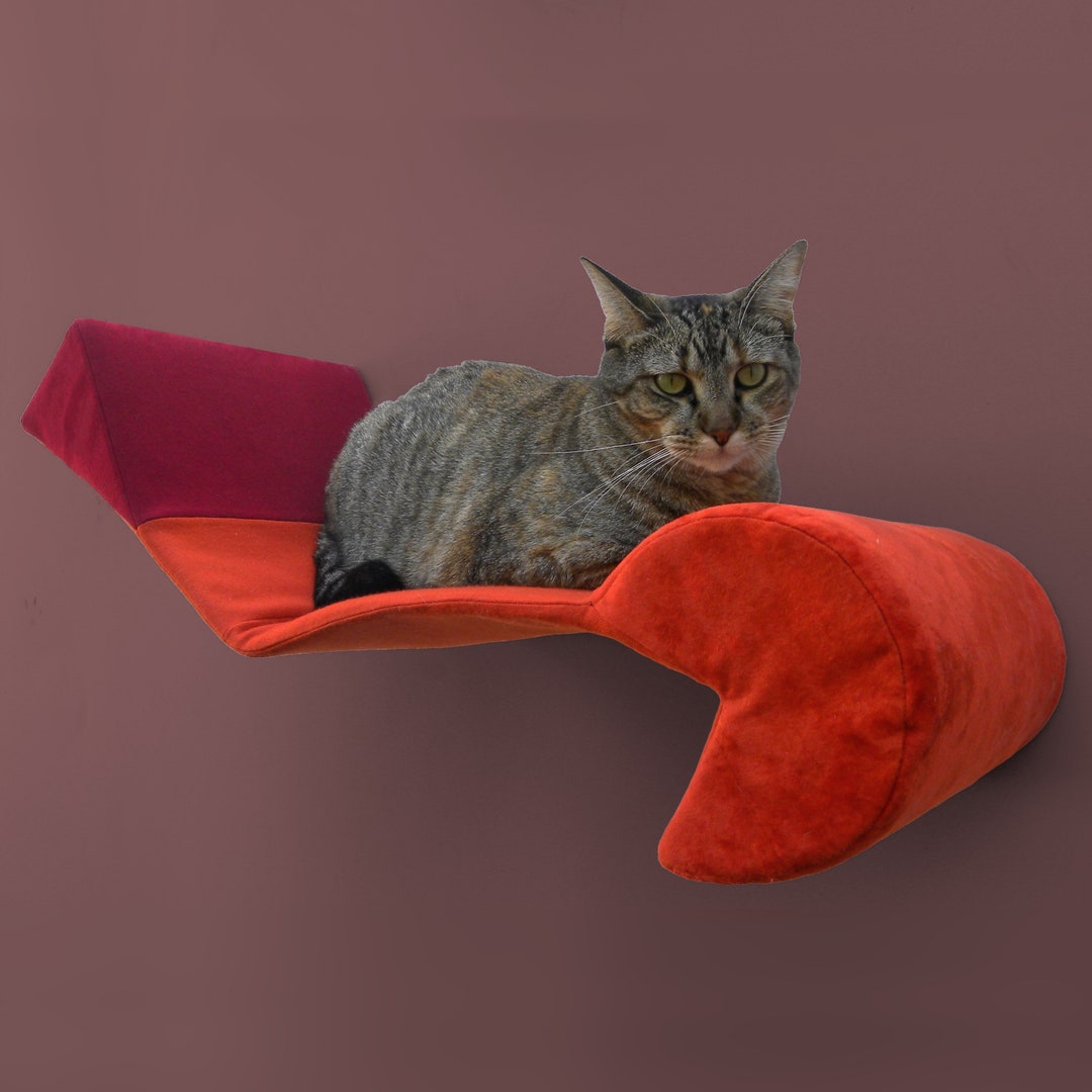 Cat Wall Bed Bauhaus Shelf Zipon Washable Slipcover Orange Etsy