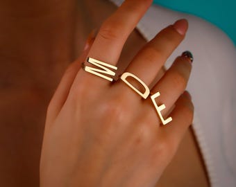 Personalized Initial Ring: Sterling Silver Monogram Stacking Band