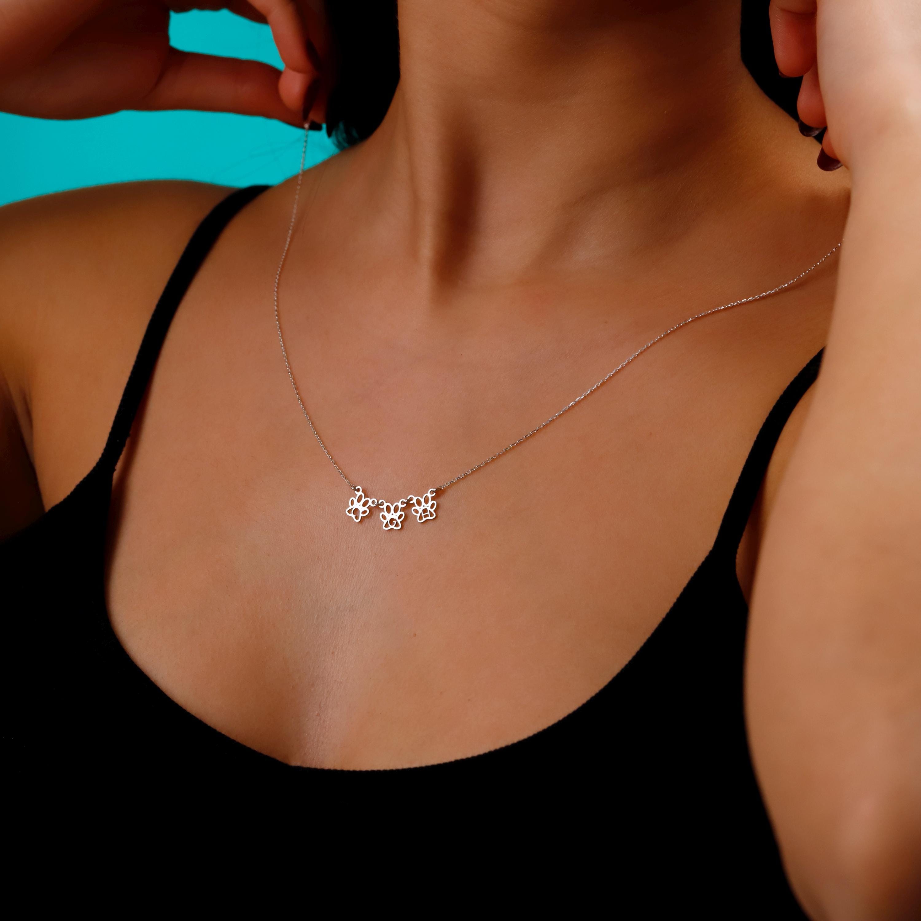 Sterling Silver Initial Paw Print Necklace: Pet Memorial Jewelry