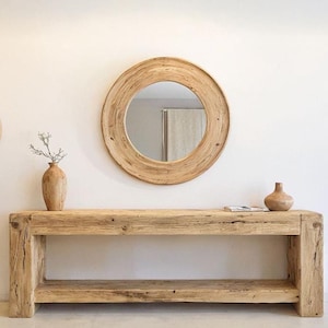 Rustic Wooden Console Table – Custom Farmhouse Style, Live Edge Solid Wood Entryway, Hallway Dresser