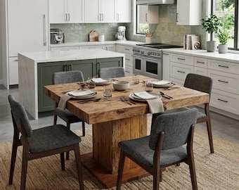 Handmade Live Edge Kitchen Island and Bar Table: Rustic Farmhouse Style