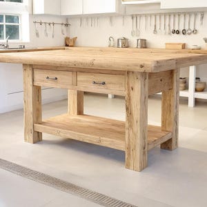 Handmade Live Edge Kitchen Island: Rustic Farmhouse Style with Storage