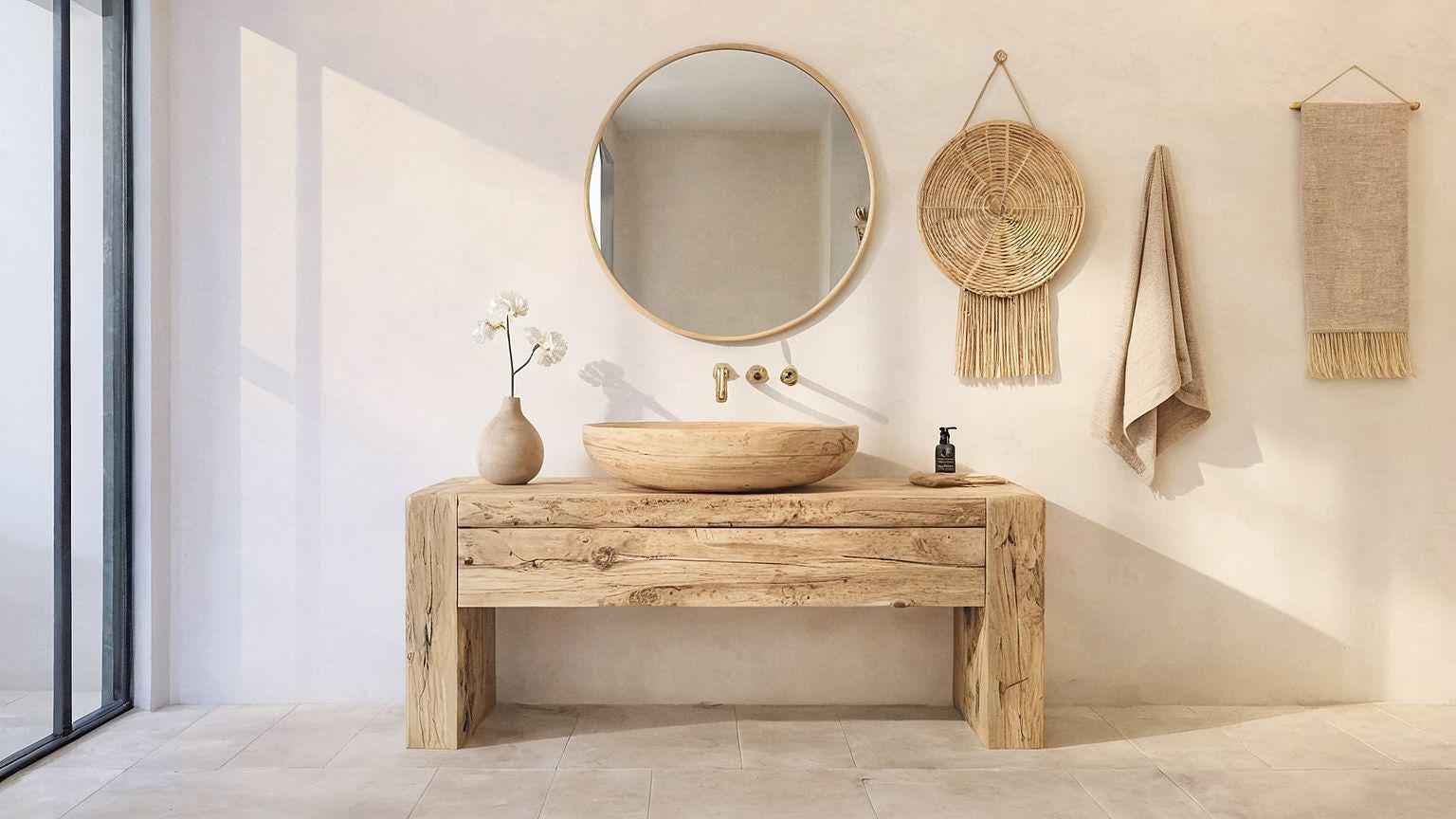 Rustic Wooden Bathroom Vanity Custom Handmade Farmhouse Sink Shelf