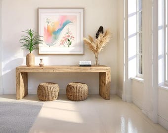 Rustic Wooden Console Table – Custom Farmhouse Style, Live Edge Solid Wood Entryway, Hallway Dresser