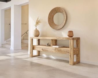 Rustic Wooden Console Table – Custom Farmhouse Style, Live Edge Solid Wood Entryway, Hallway Dresser