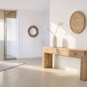 Rustic Wooden Console Table – Custom Farmhouse Style, Live Edge Solid Wood Entryway, Hallway Dresser