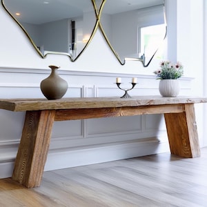 Rustic Wooden Console Table – Custom Farmhouse Style, Live Edge Solid Wood Entryway, Hallway Dresser