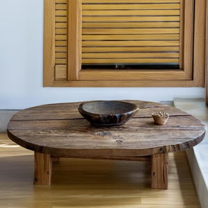 Rustic Wooden Coffee Table – Custom Handmade Farmhouse Style, Solid Rectangular Live Edge Wood Decor