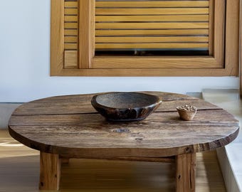 Rustic Wooden Coffee Table – Custom Handmade Farmhouse Style, Solid Rectangular Live Edge Wood Decor