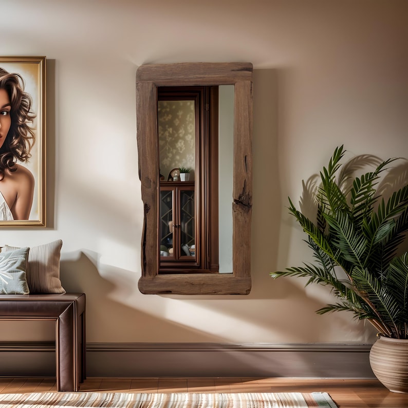 Rustic Miror Custom Live Edge Wood Mirror Frame: Rustic Farmhouse Decor - Etsy