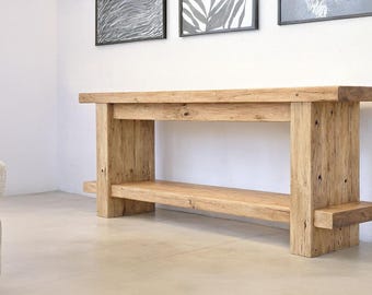 Rustic Wooden Console Table – Custom Farmhouse Style, Live Edge Solid Wood Entryway, Hallway Dresser
