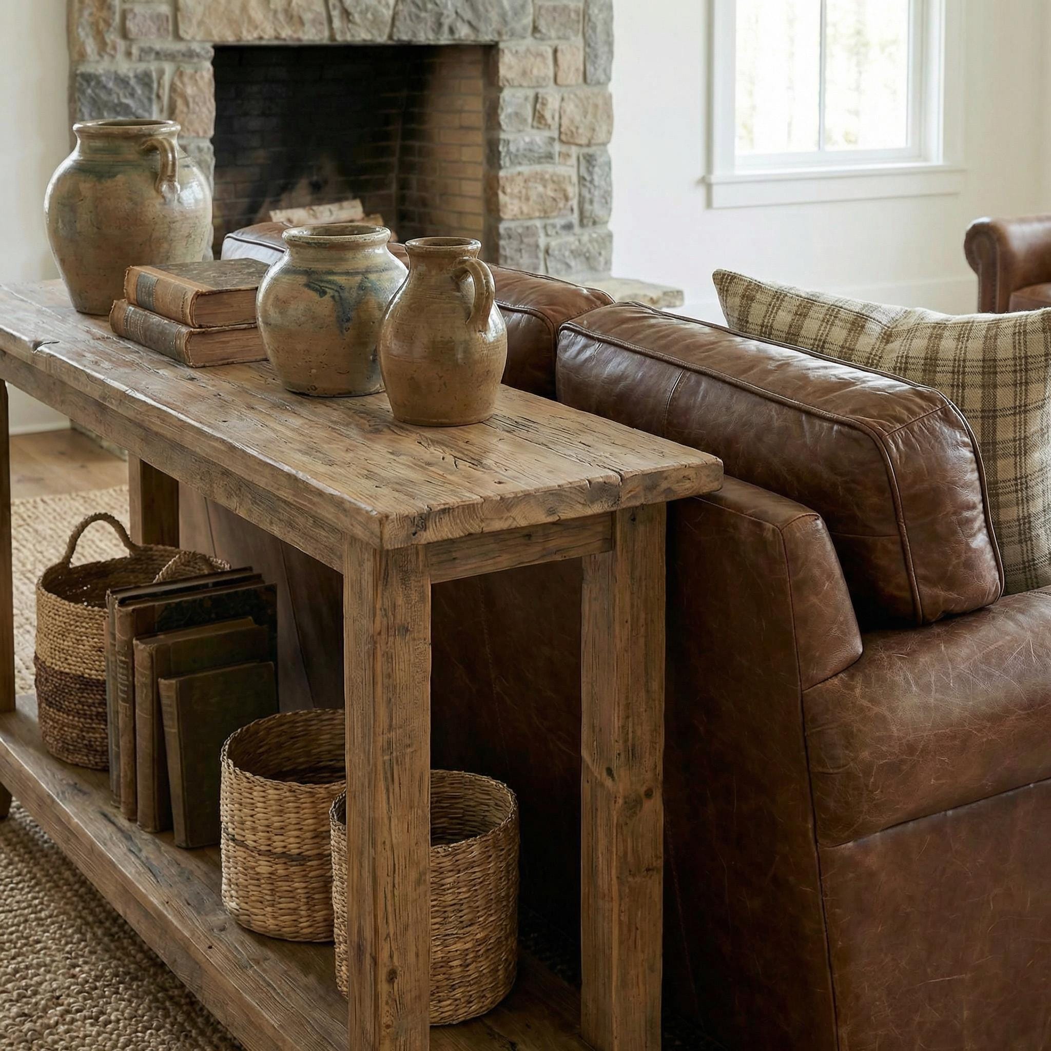 Rustic Wooden Console Table – Custom Farmhouse Style, Live Edge Solid ...