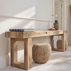 Tavolo consolle rustico in legno – Stile rustico personalizzato, ingresso in legno massello con bordo vivo, cassettiera per corridoio