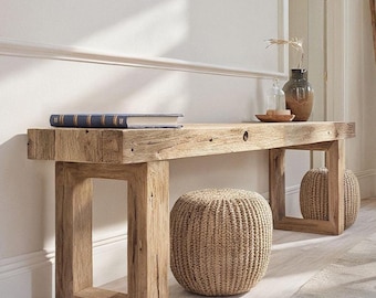 Tavolo consolle rustico in legno – Stile rustico personalizzato, ingresso in legno massello con bordo vivo, cassettiera per corridoio