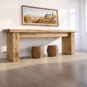 Tavolo consolle rustico in legno – Stile rustico personalizzato, ingresso in legno massello con bordo vivo, cassettiera per corridoio immagine 7