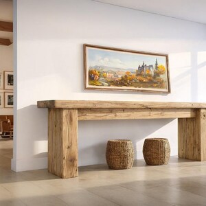 Tavolo consolle rustico in legno – Stile rustico personalizzato, ingresso in legno massello con bordo vivo, cassettiera per corridoio immagine 5