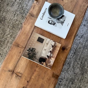 Table basse rustique en bois - Style campagnard personnalisé fait main, décoration rectangulaire en bois massif avec bordures vives