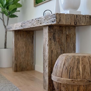 Rustic Wooden Console Table – Custom Farmhouse Style, Live Edge Solid Wood Entryway, Hallway Dresser