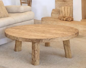 Tavolino da caffè rustico in legno – Stile fattoria personalizzato fatto a mano, decorazioni in legno massello rettangolare con bordo vivo