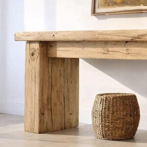 Tavolo consolle rustico in legno – Stile rustico personalizzato, ingresso in legno massello con bordo vivo, cassettiera per corridoio immagine 3