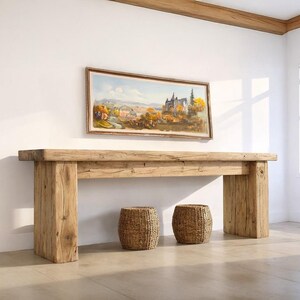 Tavolo consolle rustico in legno – Stile rustico personalizzato, ingresso in legno massello con bordo vivo, cassettiera per corridoio immagine 8