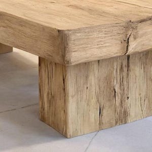 Rustic Wooden Coffee Table – Custom Handmade Farmhouse Style, Solid Rectangular Live Edge Wood Decor zdjęcie 6