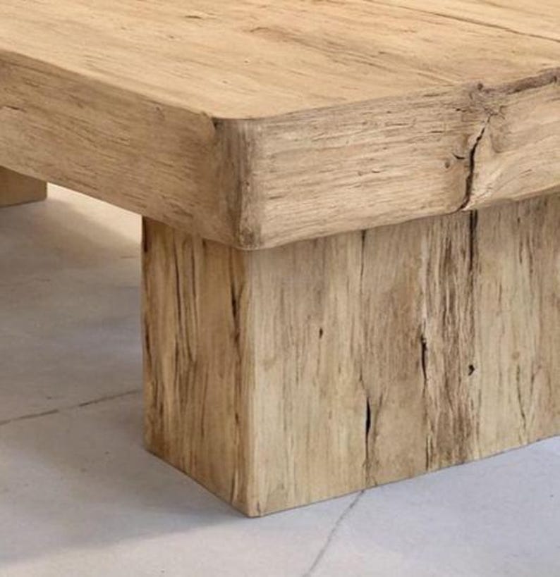 Rustic Wooden Coffee Table – Custom Handmade Farmhouse Style, Solid Rectangular Live Edge Wood Decor zdjęcie 6