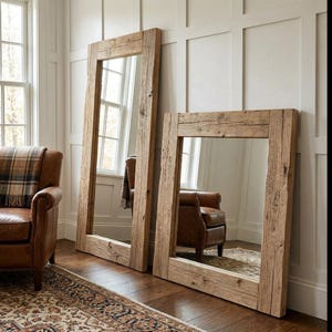 Rustic Wood Mirror - Custom Size Farmhouse Wall Art Frame