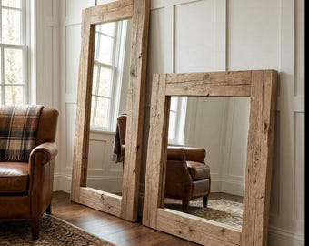Espejo rústico de madera - Marco de pared estilo granja a medida