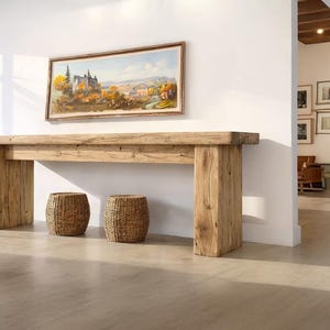 Tavolo consolle rustico in legno – Stile rustico personalizzato, ingresso in legno massello con bordo vivo, cassettiera per corridoio immagine 6
