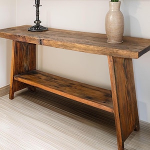 Rustic Wooden Console Table – Custom Farmhouse Style, Live Edge Solid Wood Entryway, Hallway Dresser