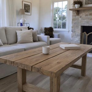 Rustic Wooden Coffee Table – Custom Handmade Farmhouse Style, Solid Rectangular Live Edge Wood Decor