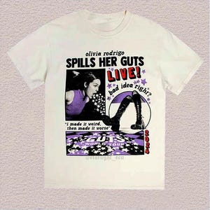 Olivia Rodrigo Guts Tour 2024 Fan Gifts T-Shirt, Or Spills Her Guts Live Tshirt, Merch Graphic Tshirt, Unisex Tee