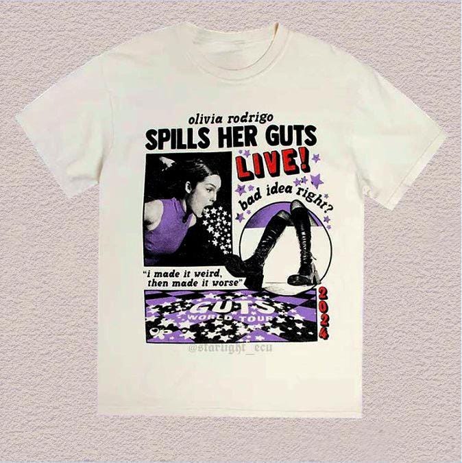 Olivia Rodrigo Guts World Tour Admat Dateback T-shirt Black