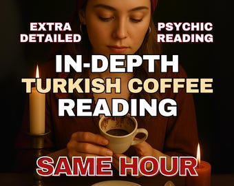 SAME HOUR Turkish Coffee Cup Psychic Reading, Very Detailed Turkish Coffee Fortunetelling, Tarot Reader, Spiritual Advices, In-Depth Reading