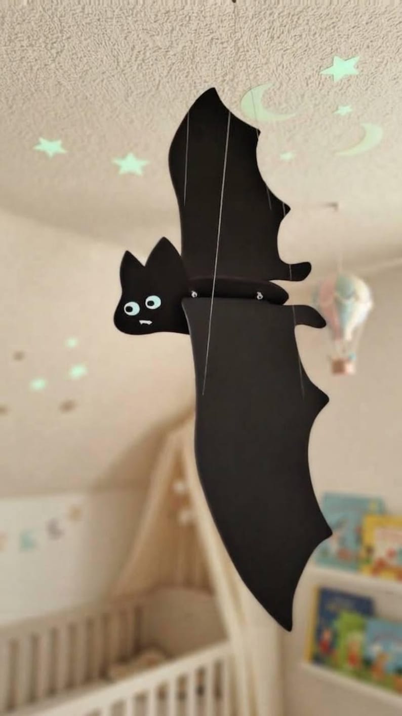 Lduy Wooden Balancing Bat With Glow-in-the-dark Eyes – Handmade Halloween ...