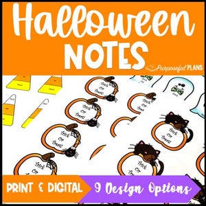Editable Halloween Bag Tag & Thank You Note Holiday Card from Teacher - Digital and Print Templates - Teacher Note Card