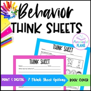 EDITABLE Behavior Reflection Think Sheets - Behavioral - Classroom Management