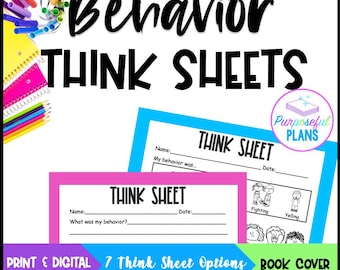 EDITABLE Behavior Reflection Think Sheets - Behavioral - Classroom Management