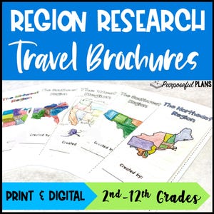 EDITABLE U.S. 5 Regions Research Travel Brochure Project - Digital & Print Templates